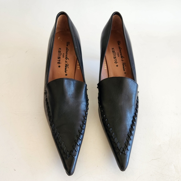 Kalliste Un dimanche à Venise Black Italian Leather Kitten Heel Pumps Sz 39/ 8US - Picture 2 of 16